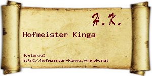 Hofmeister Kinga névjegykártya